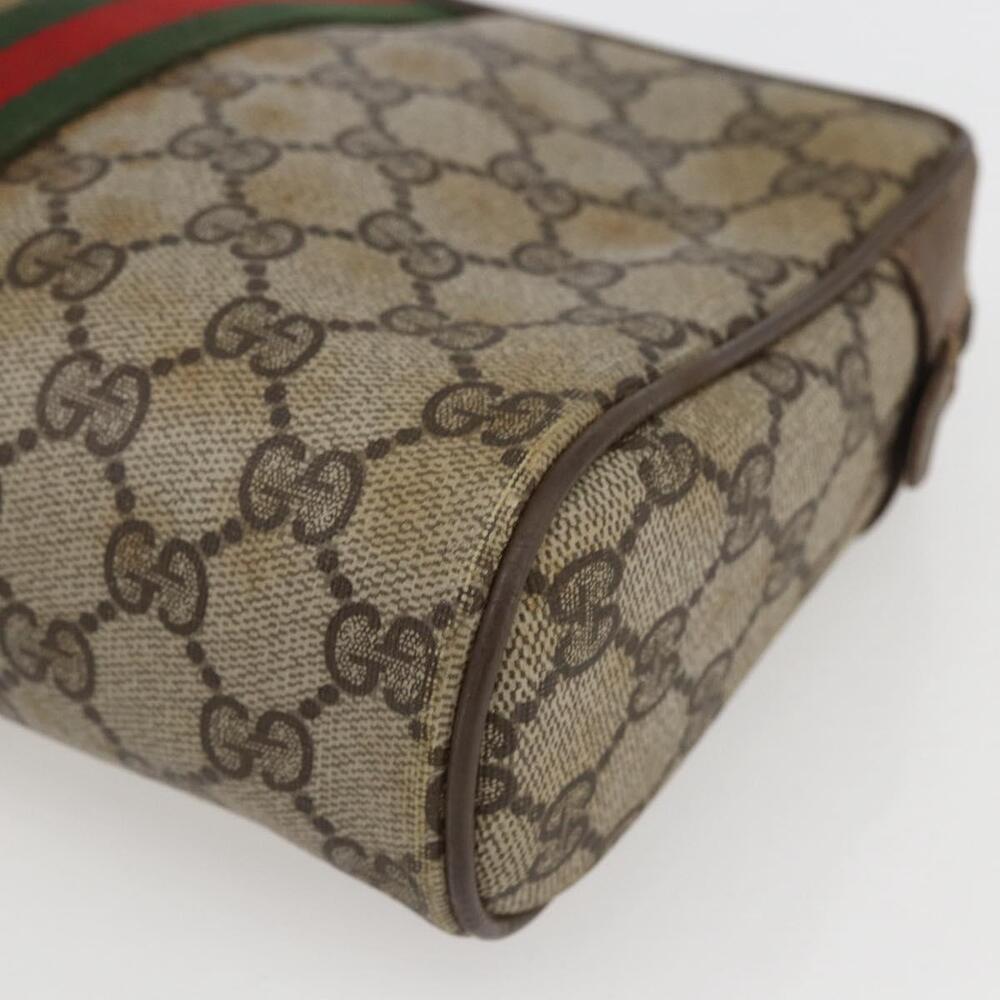GUCCI GG Supreme Web Sherry Line Clutch Bag PVC Beige Gold 89 01 012 Auth 158514 - Picture 7 of 16